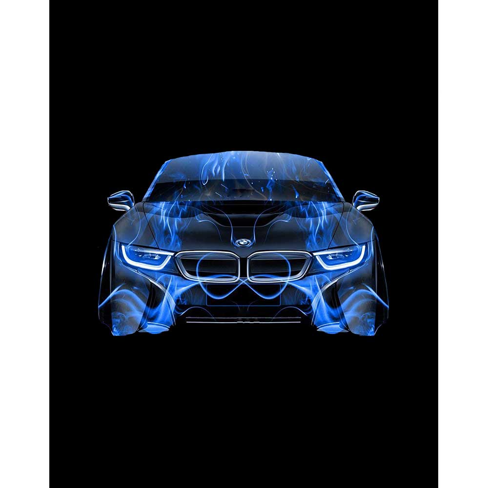 BMW i8 Front Fire Abstract Car Büyük Sırt Patch Yama