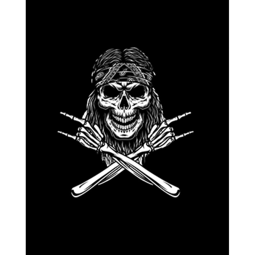 Kovboy Rock N Roll Skull Büyük Sırt Patch Yama