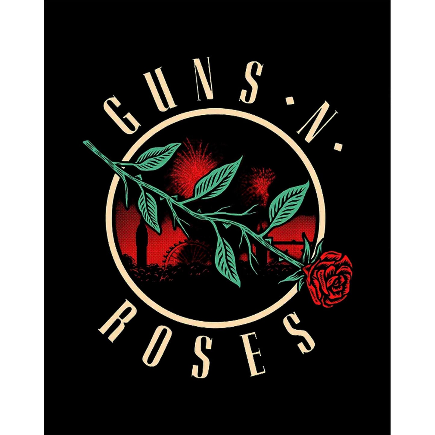 Guns N Roses Flower Siyah Büyük Sırt Patch Yama
