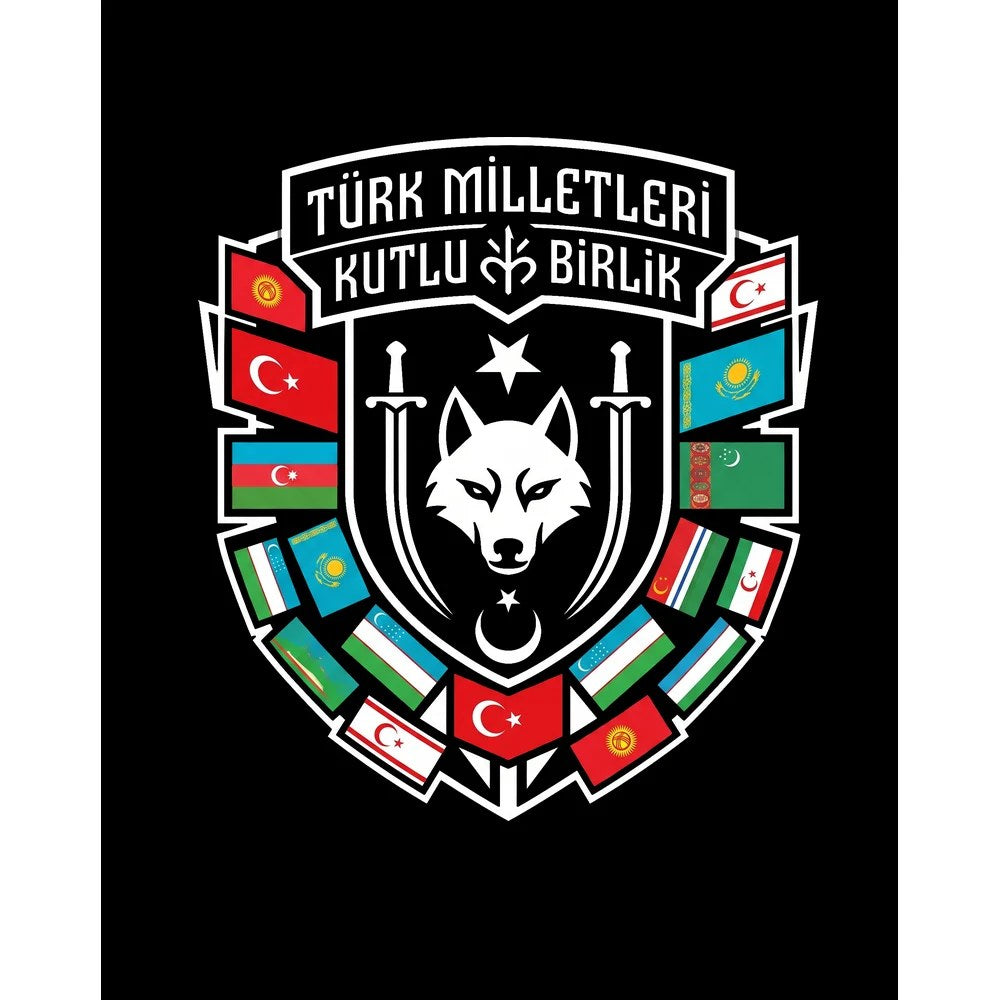 Türk Dünyası Bayrakları Kalkan Amblem Baskılı Büyük Sırt Patch Yama