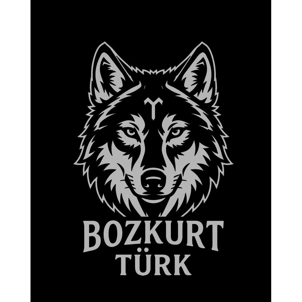 Beyaz Çizgisel Kurt Başı Bozkurt Türk Yazılı Baskılı Büyük Sırt Patch Yama