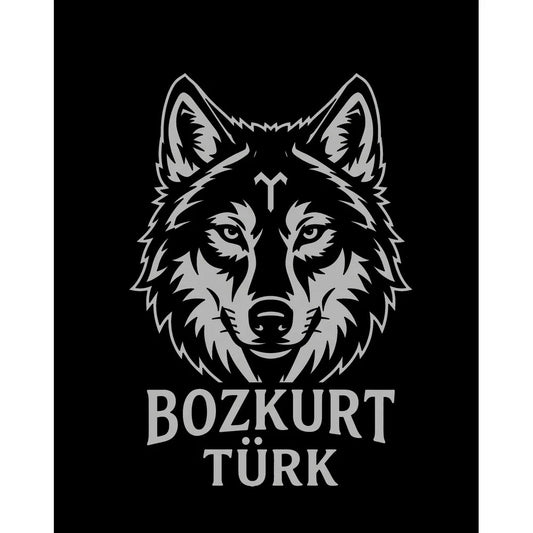 Beyaz Çizgisel Kurt Başı Bozkurt Türk Yazılı Baskılı Büyük Sırt Patch Yama