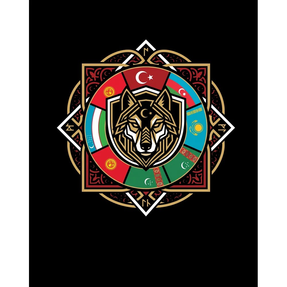 Sekizgen Mandala Bayraklı Bozkurt Baskılı Büyük Sırt Patch Yama