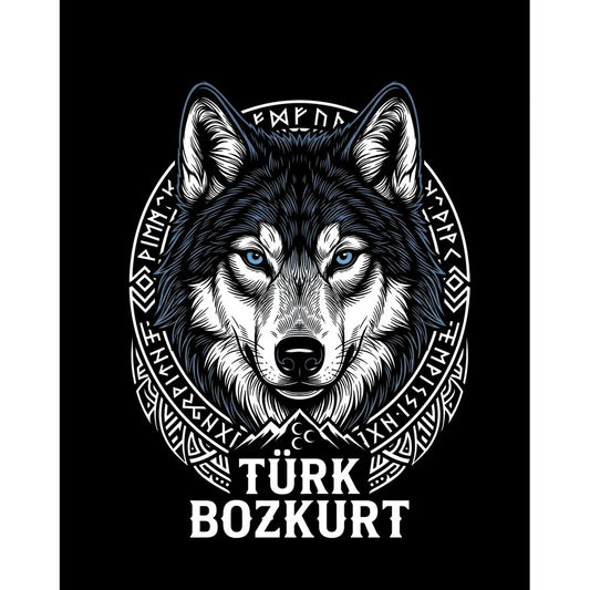 Türk Bozkurt Yazılı Detaylı Kurt Başı Baskılı Büyük Sırt Patch Yama