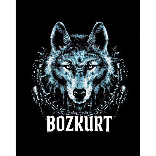 Buz Mavisi Bozkurt Başı Yazılı Baskılı Büyük Sırt Patch Yama