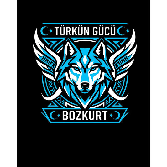 Kanatlı Mavi Bozkurt Turan Yazılı Baskılı Büyük Sırt Patch Yama