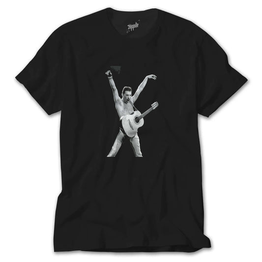 Queen - Freddie Mercury Siyah Siyah Tişört