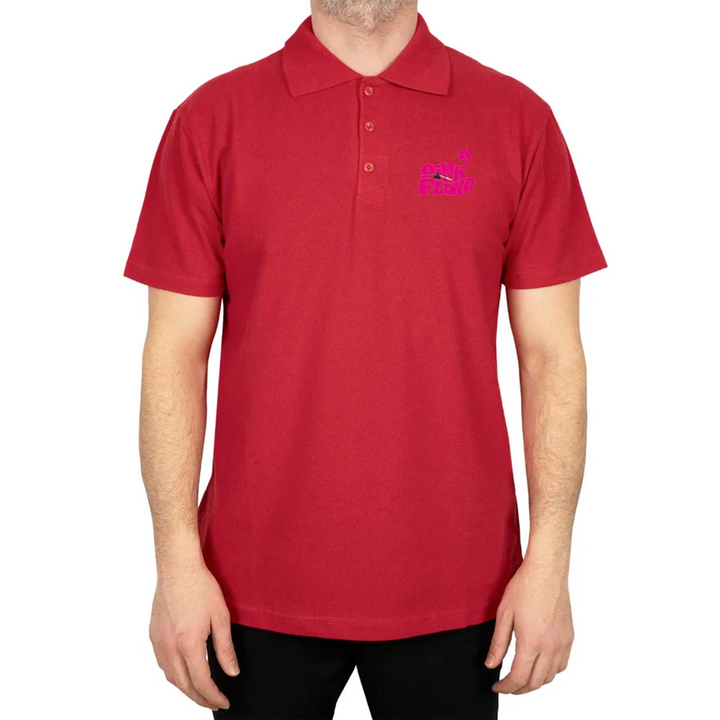 Pink Floyd Black Text Polo Yaka Renkli Tişört