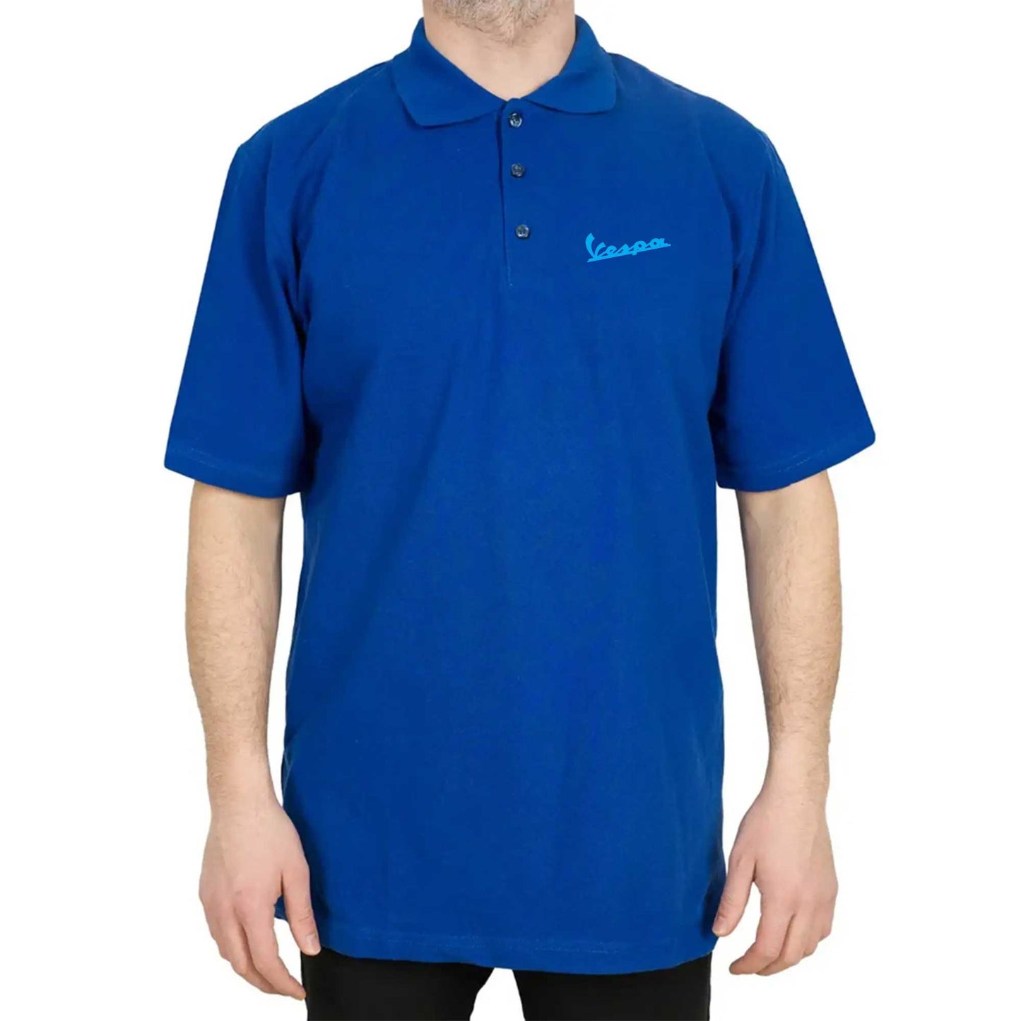 Vespa Text Blue Polo Yaka Renkli Tişört