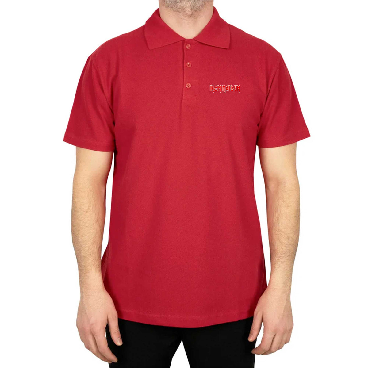 Iron maiden Red Text Polo Yaka Renkli Tişört