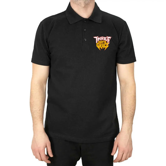 Three Days Grace Text Color Polo Yaka Renkli Tişört