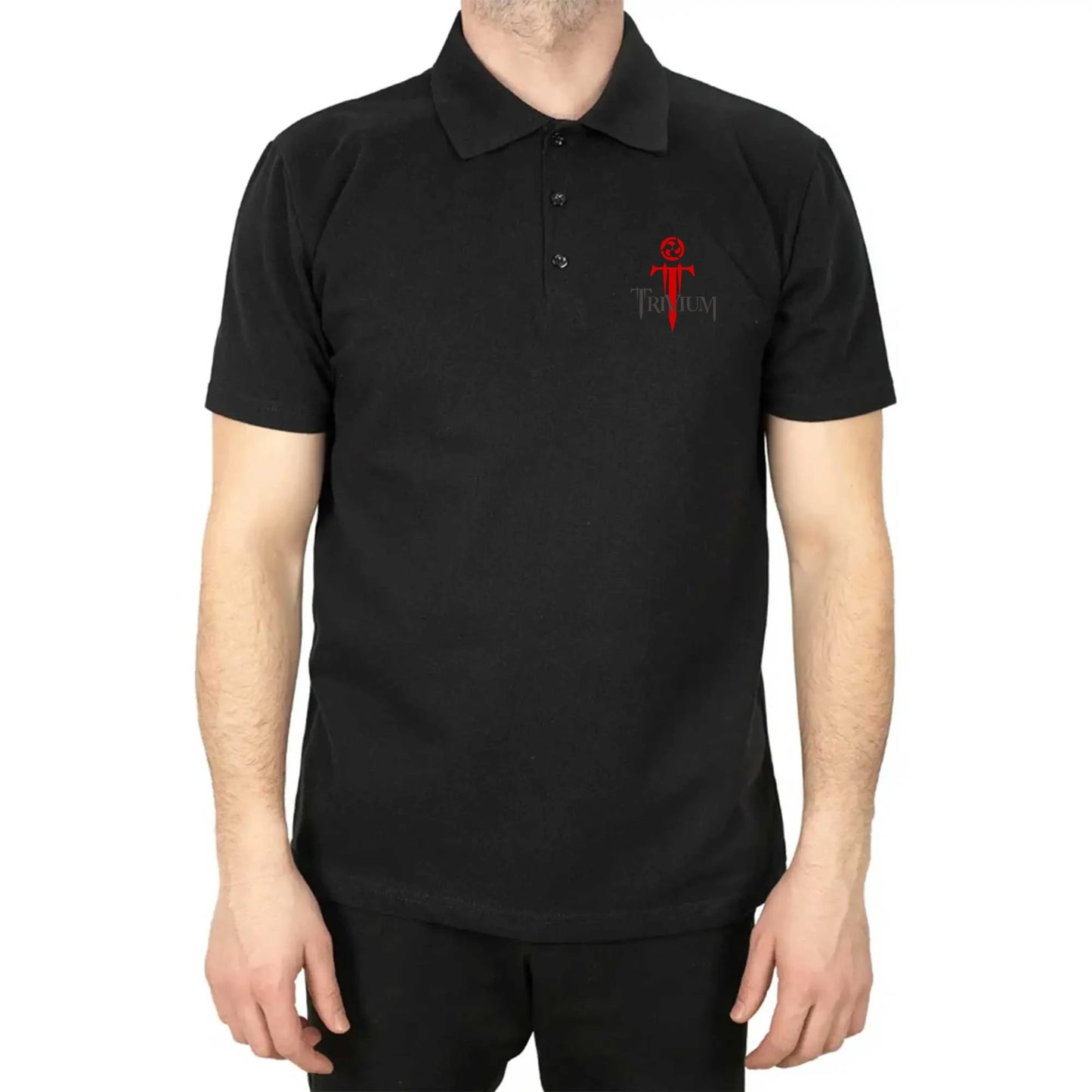 Trivium Logo Red Polo Yaka Renkli Tişört