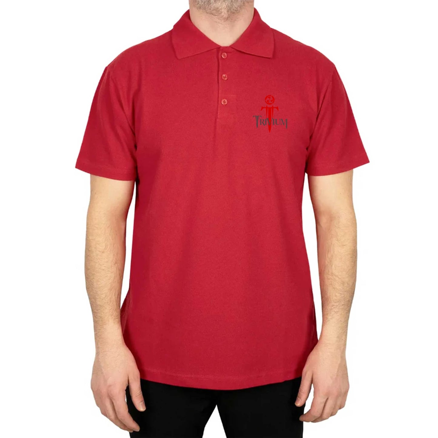 Trivium Logo Red Polo Yaka Renkli Tişört