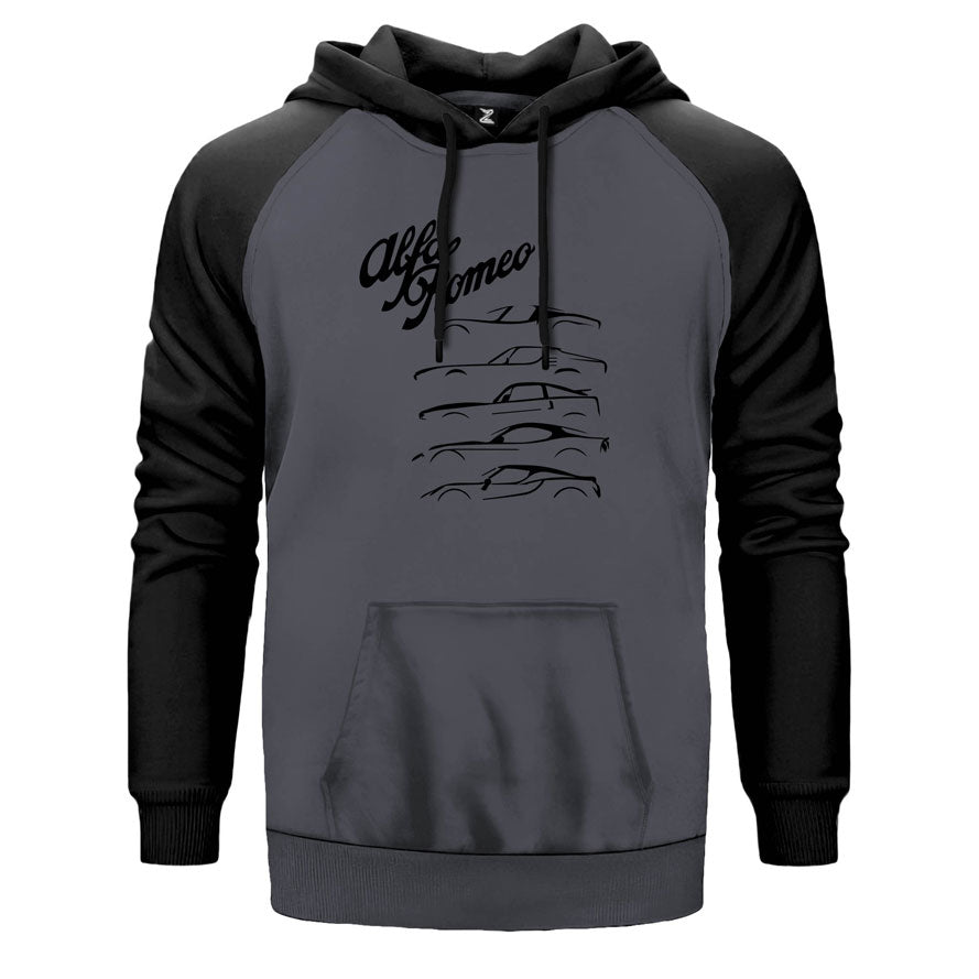 Alfa Romeo çift renk reglan kol kapşonlu sweatshirt - gri