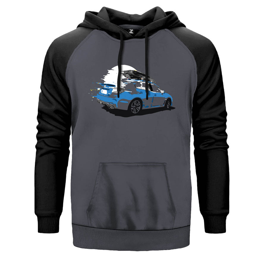 Subaru çift renk reglan kol kapşonlu sweatshirt - gri