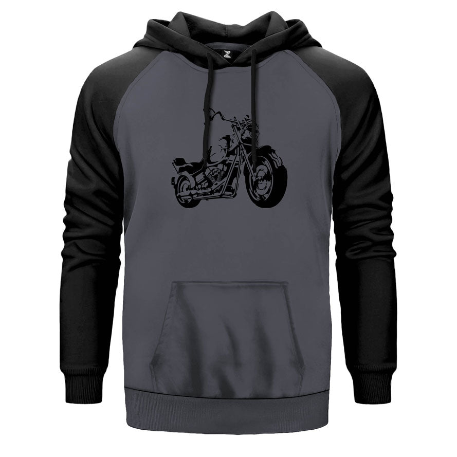 Chopper Motorsiklet Çift Renk Reglan Kol Sweatshirt