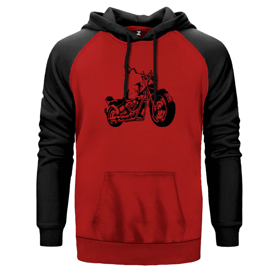 Chopper Motorsiklet Çift Renk Reglan Kol Sweatshirt