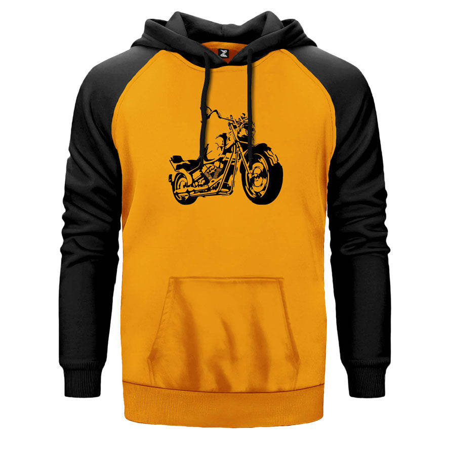 Chopper Motorsiklet Çift Renk Reglan Kol Sweatshirt