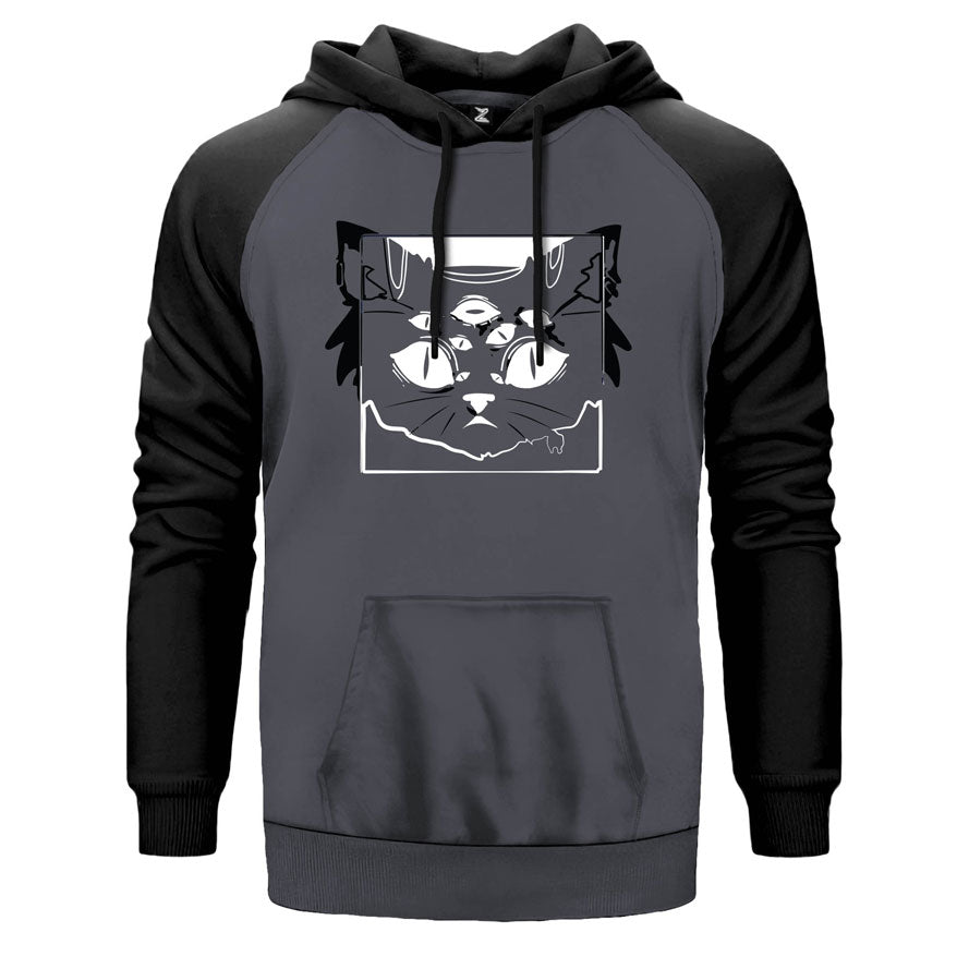 Cat Chakra Çift Renk Reglan Kol Sweatshirt