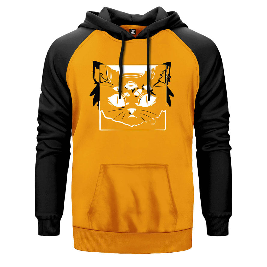 Cat Chakra Çift Renk Reglan Kol Sweatshirt