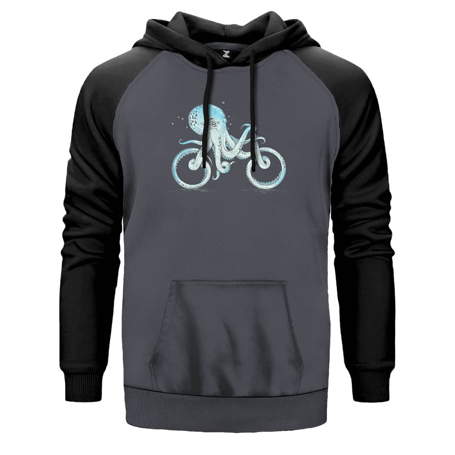 Octopus Biker Çift Renk Reglan Kol Sweatshirt