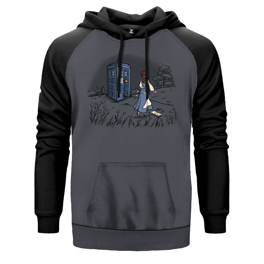 Doctor Who çift renk reglan kol kapşonlu sweatshirt - gri