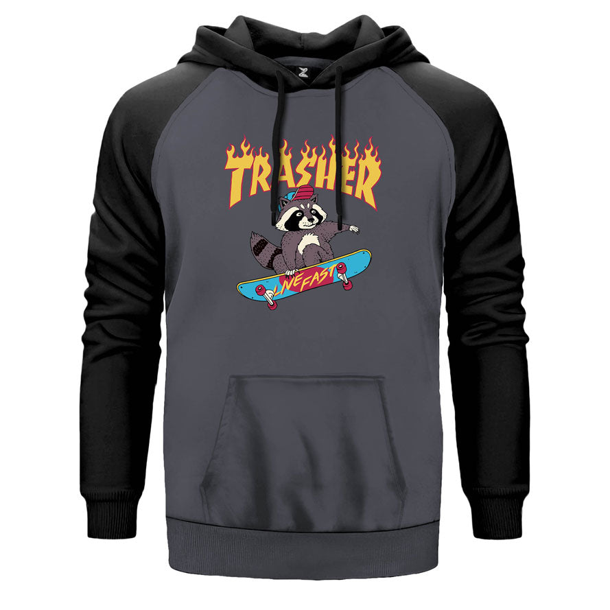 Thrasher Skate Racoon Çift Renk Reglan Kol Sweatshirt