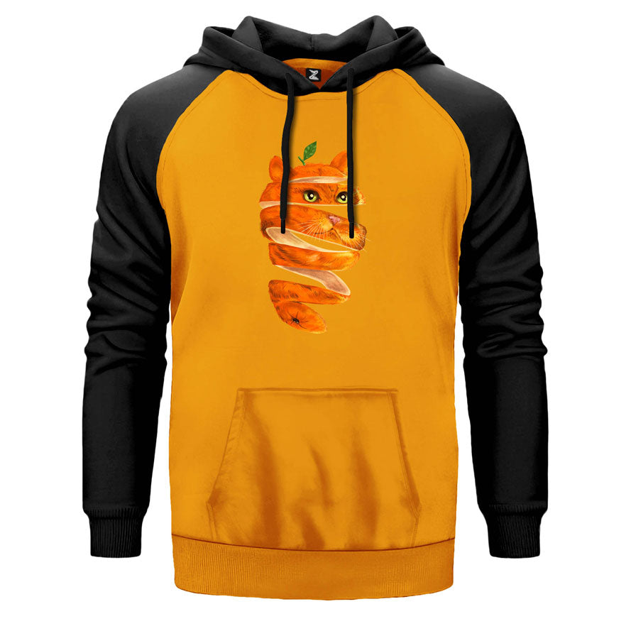 Cat Orange Çift Renk Reglan Kol Sweatshirt