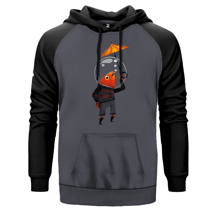 Fish On Water Çift Renk Reglan Kol Sweatshirt