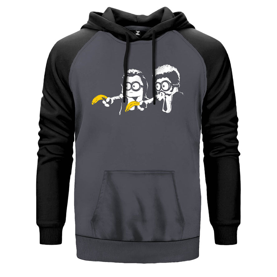 Minion Detective çift renk reglan kol kapşonlu sweatshirt - gri