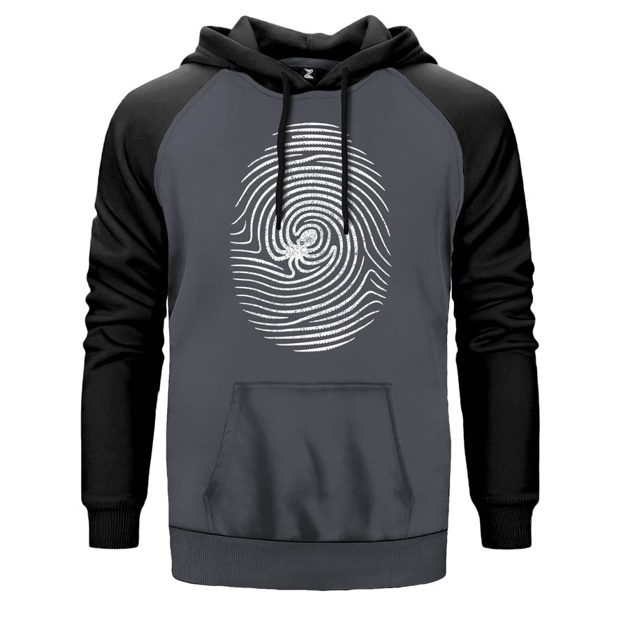 Octopus Print Çift Renk Reglan Kol Sweatshirt