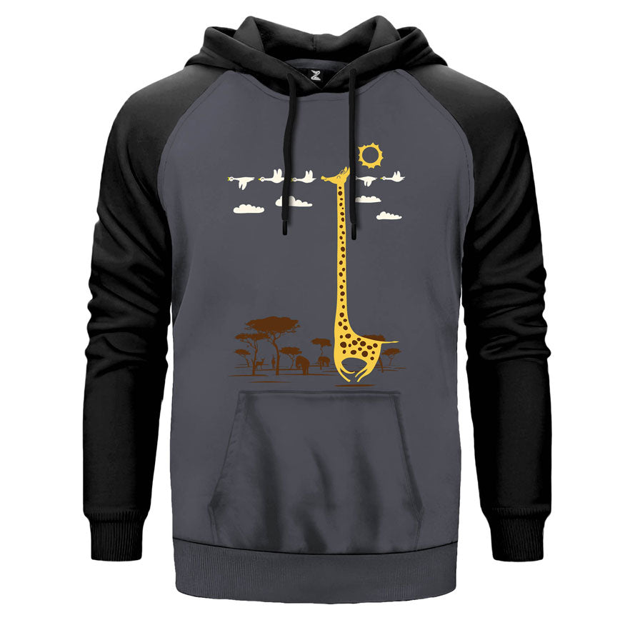 Zürafa Mutlu Çift Renk Reglan Kol Sweatshirt