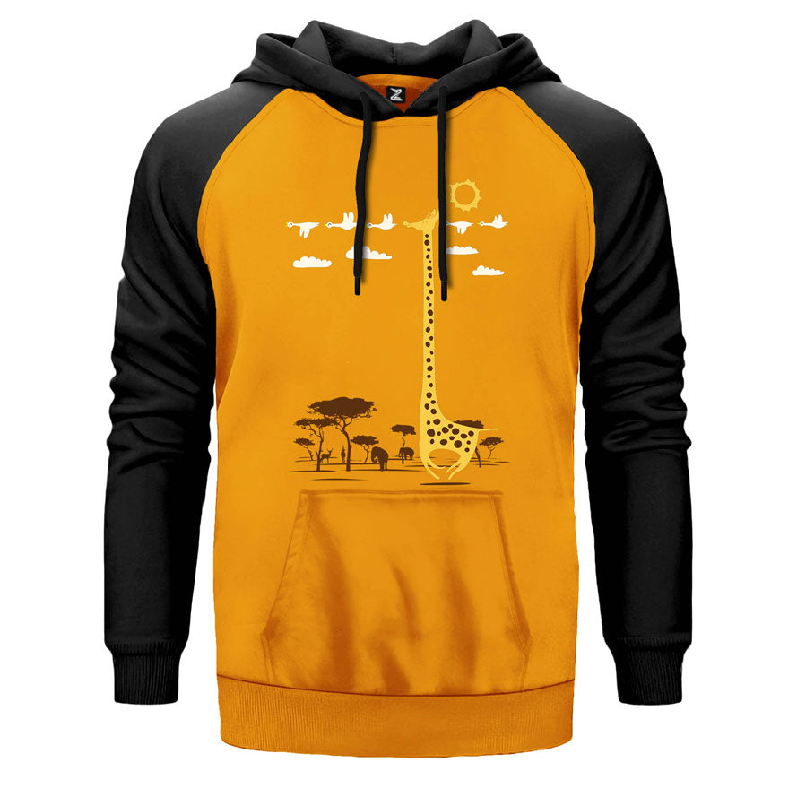 Zürafa Mutlu Çift Renk Reglan Kol Sweatshirt