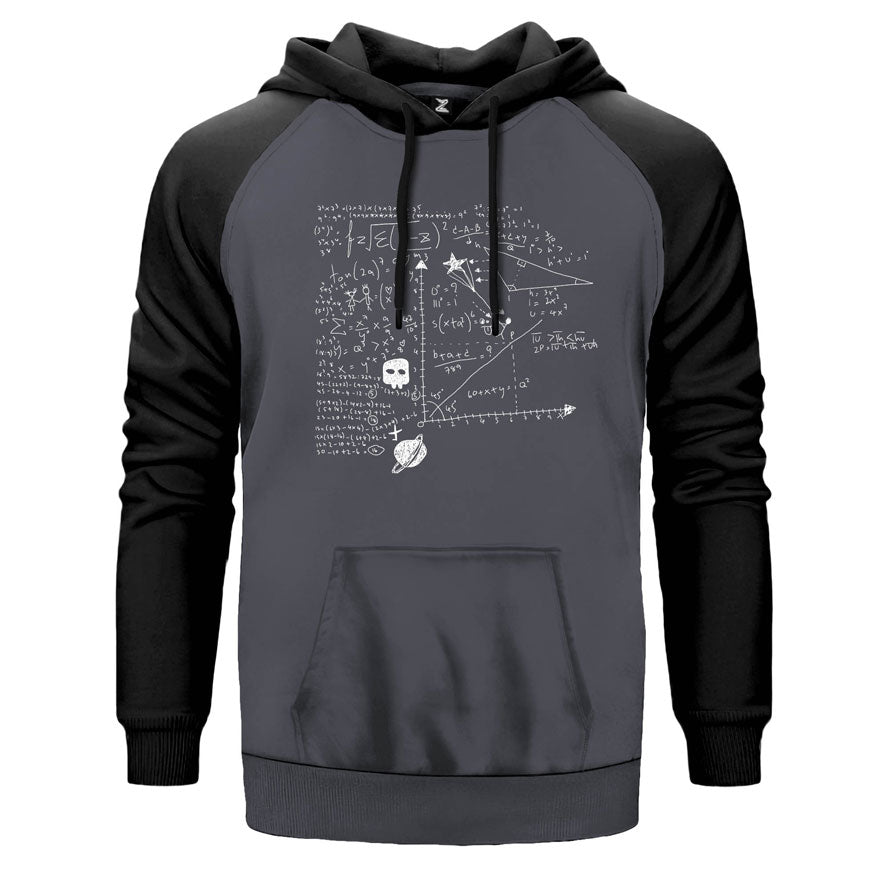 Random Formul çift renk reglan kol kapşonlu sweatshirt - gri