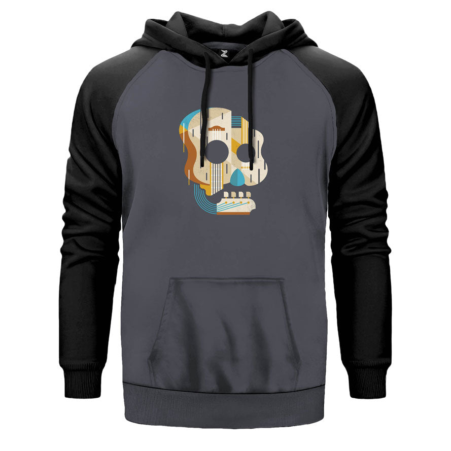 Guitar Skull Çift Renk Reglan Kol Sweatshirt