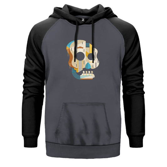 Guitar Skull Çift Renk Reglan Kol Sweatshirt
