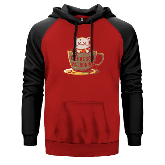 HP Espresso çift renk reglan kol kapşonlu sweatshirt - kırmızı