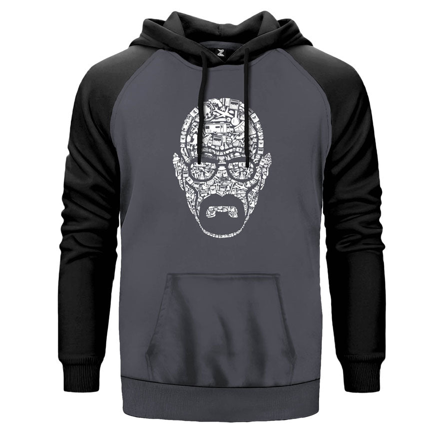 Breaking Bad çift renk reglan kol kapşonlu sweatshirt - gri