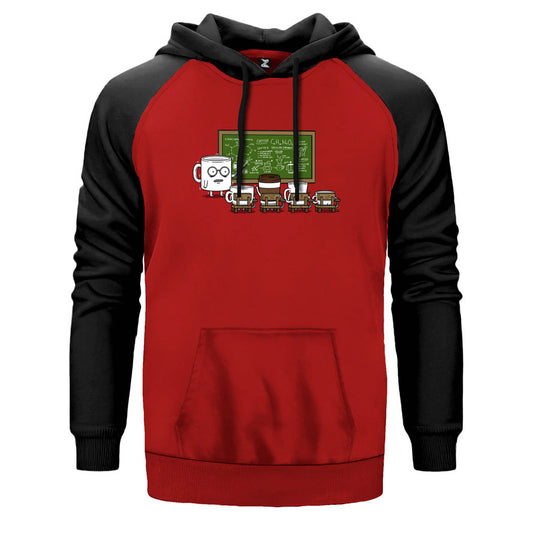 New Course Caffeine çift renk reglan kol kapşonlu sweatshirt - kırmızı