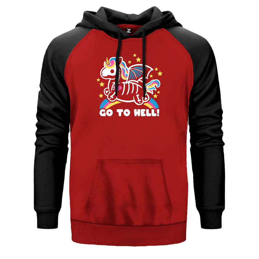 Unicorn Go To Hell Çift Renk Reglan Kol Sweatshirt