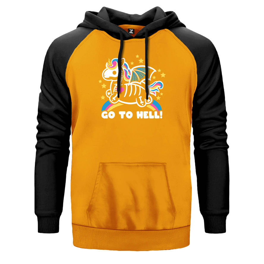 Unicorn Go To Hell Çift Renk Reglan Kol Sweatshirt