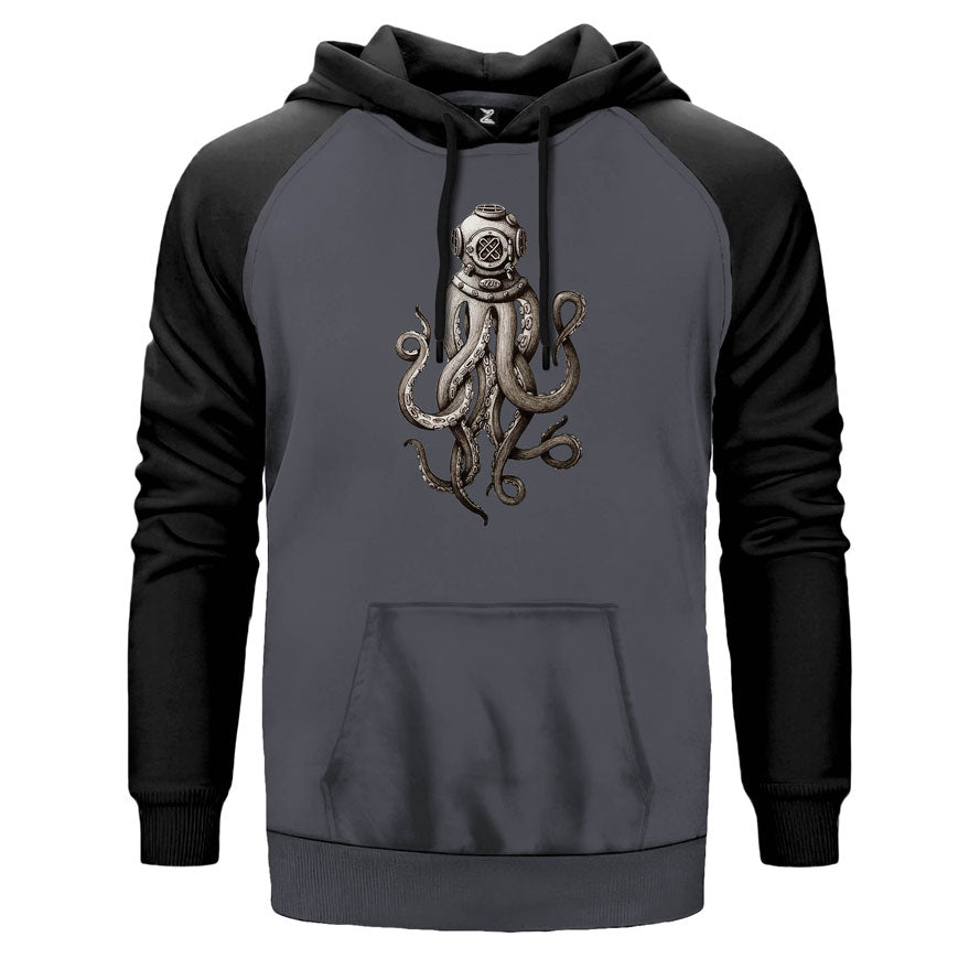 Diver Octopus Çift Renk Reglan Kol Sweatshirt