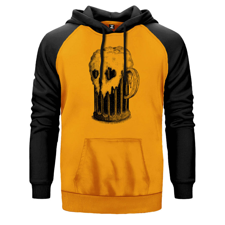 Beer Skull Çift Renk Reglan Kol Sweatshirt