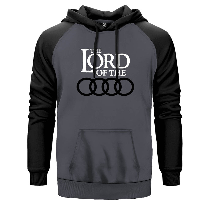Lord Audi çift renk reglan kol kapşonlu sweatshirt - gri