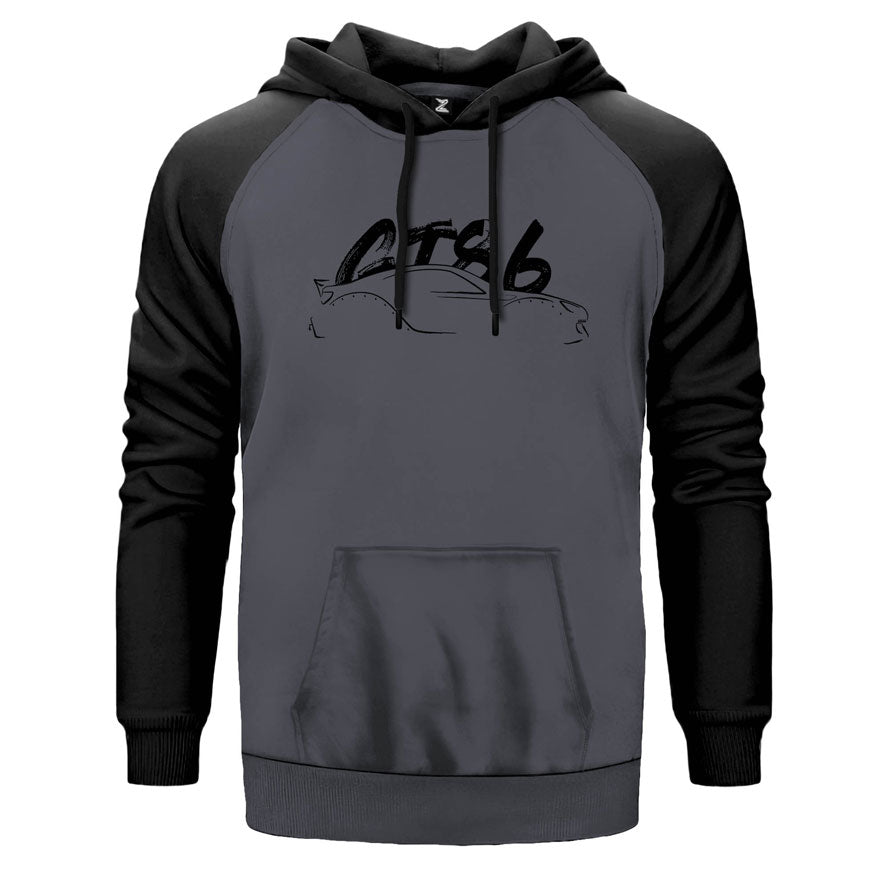 GT86 çift renk reglan kol kapşonlu sweatshirt - gri