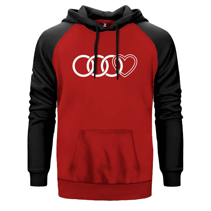 Audi Rings Hearth Çift Renk Reglan Kol Sweatshirt