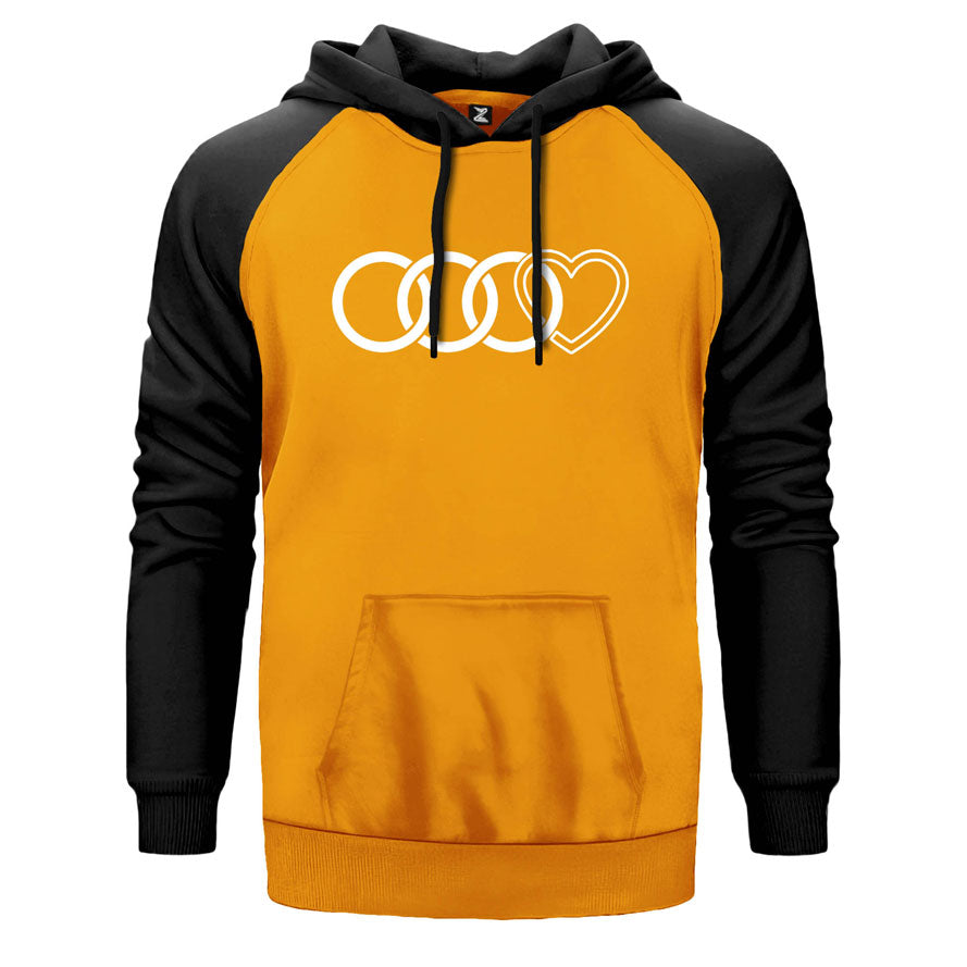 Audi Rings Hearth Çift Renk Reglan Kol Sweatshirt