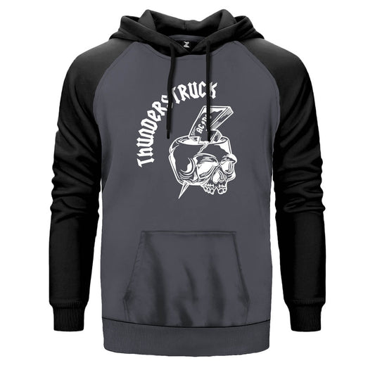 AC DC Thunderstuck Skull Çift Renk Reglan Kol Sweatshirt