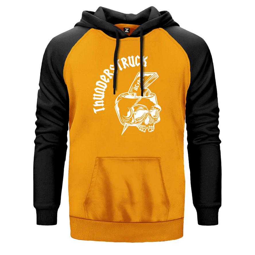 AC DC Thunderstuck Skull Çift Renk Reglan Kol Sweatshirt