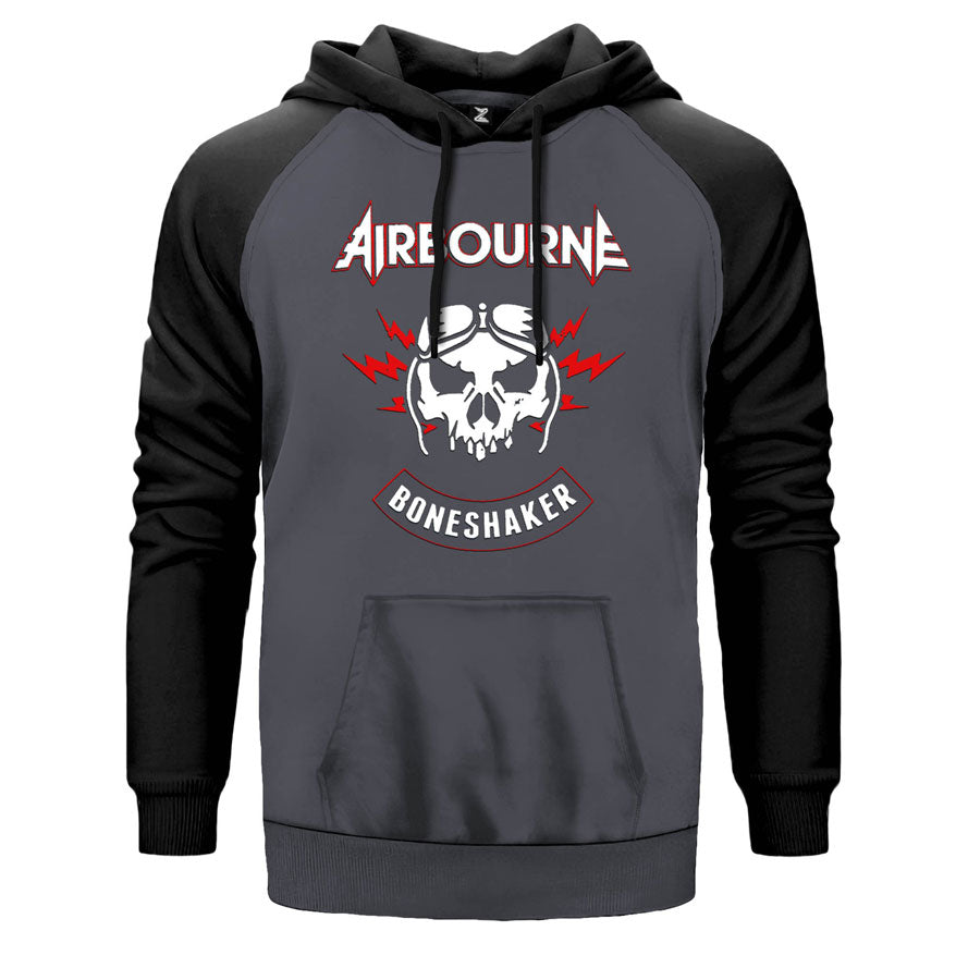 Airbourne Boneshaker çift renk reglan kol kapşonlu sweatshirt - gri